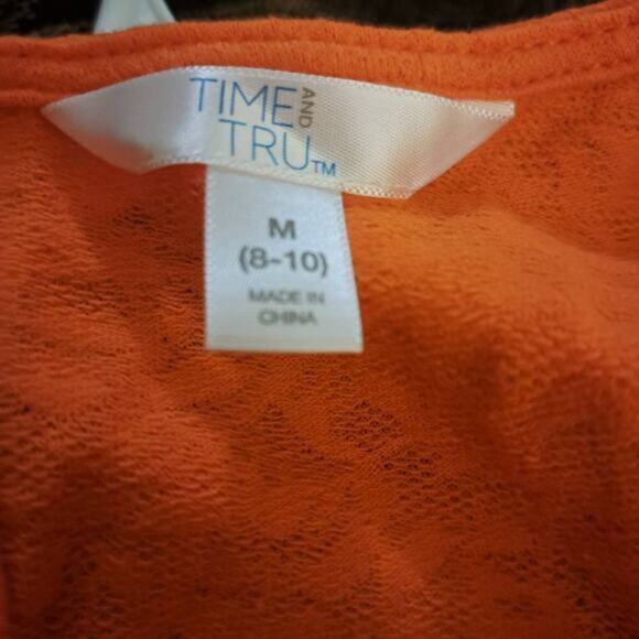 Time and Tru Womens Ruffle Relaxed Fit Tank Top Orange Size Medium 8-10 - Picture 3 of 4